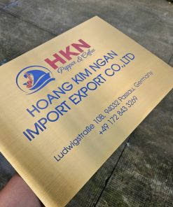 Biển bảng hiệu tên công ty bằng inox vàng xước ăn mòn đẹp