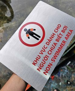 biển bảng cảnh báo độ sâu hồ bơi bằng inox 304 - 316