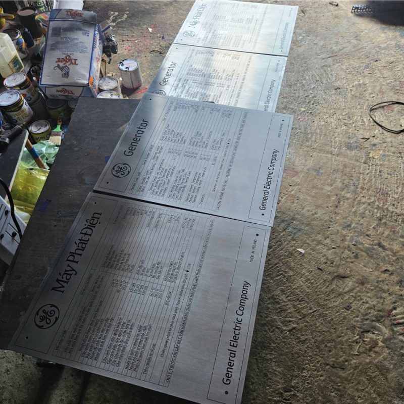 Tấm control plate thông số máy panel nameplate inox 304 316