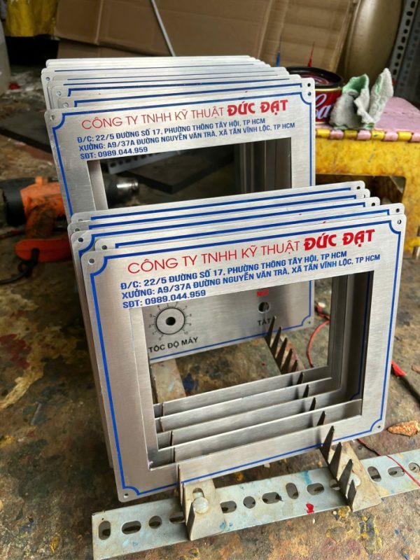 Tấm control plate thông số máy panel nameplate inox 304 316