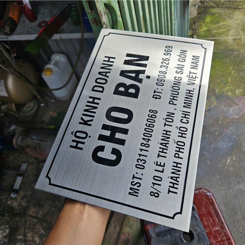 Bảng biển hiệu tên công ty doanh nghiệp địa điểm kinh doanh bằng inox 1